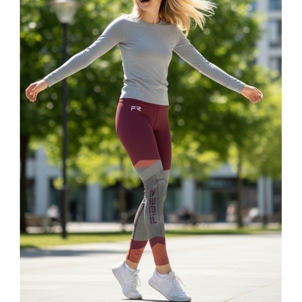 Fiber Women's Red Leggings‎ Size S Stretch Activewear Yoga Pants